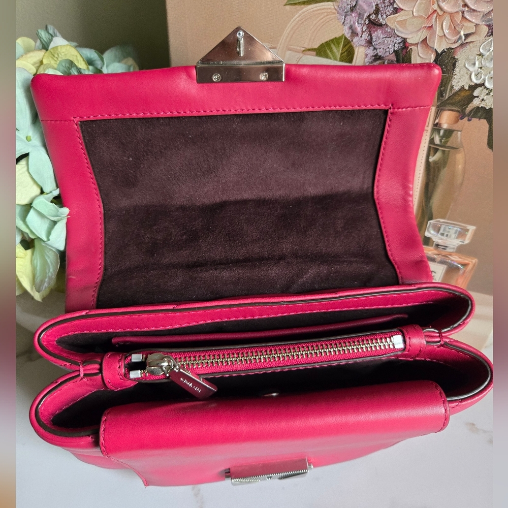 Michael Kors Cece Pink Medium Quilted Leather 2-Way Shoulder Crossbody Bag - Picture 9 of 13